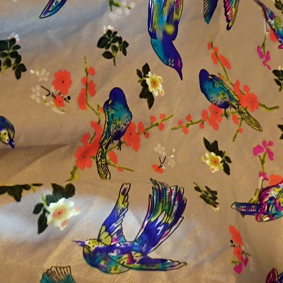 Love, Fire Silky Watercolor Bird Print Dress - Picture 5 of 5